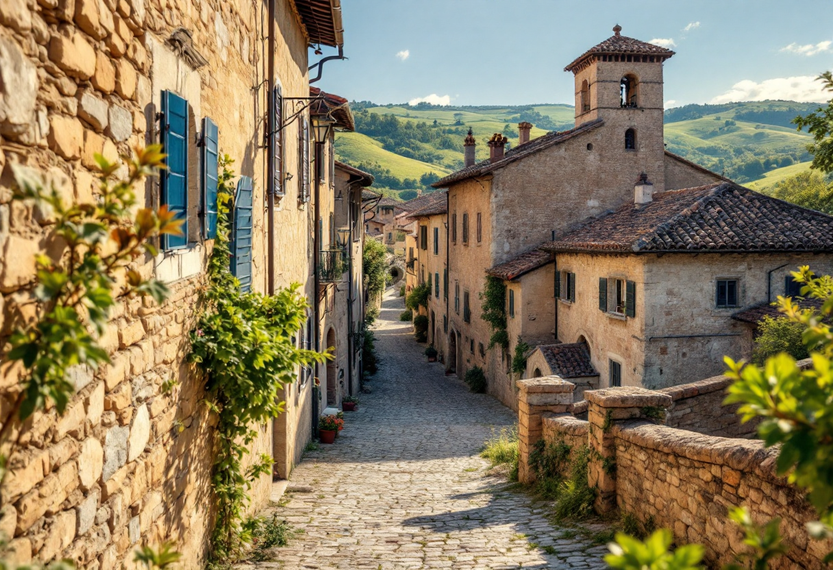 Vista panoramica di Abbadia San Michele immersa nella natura