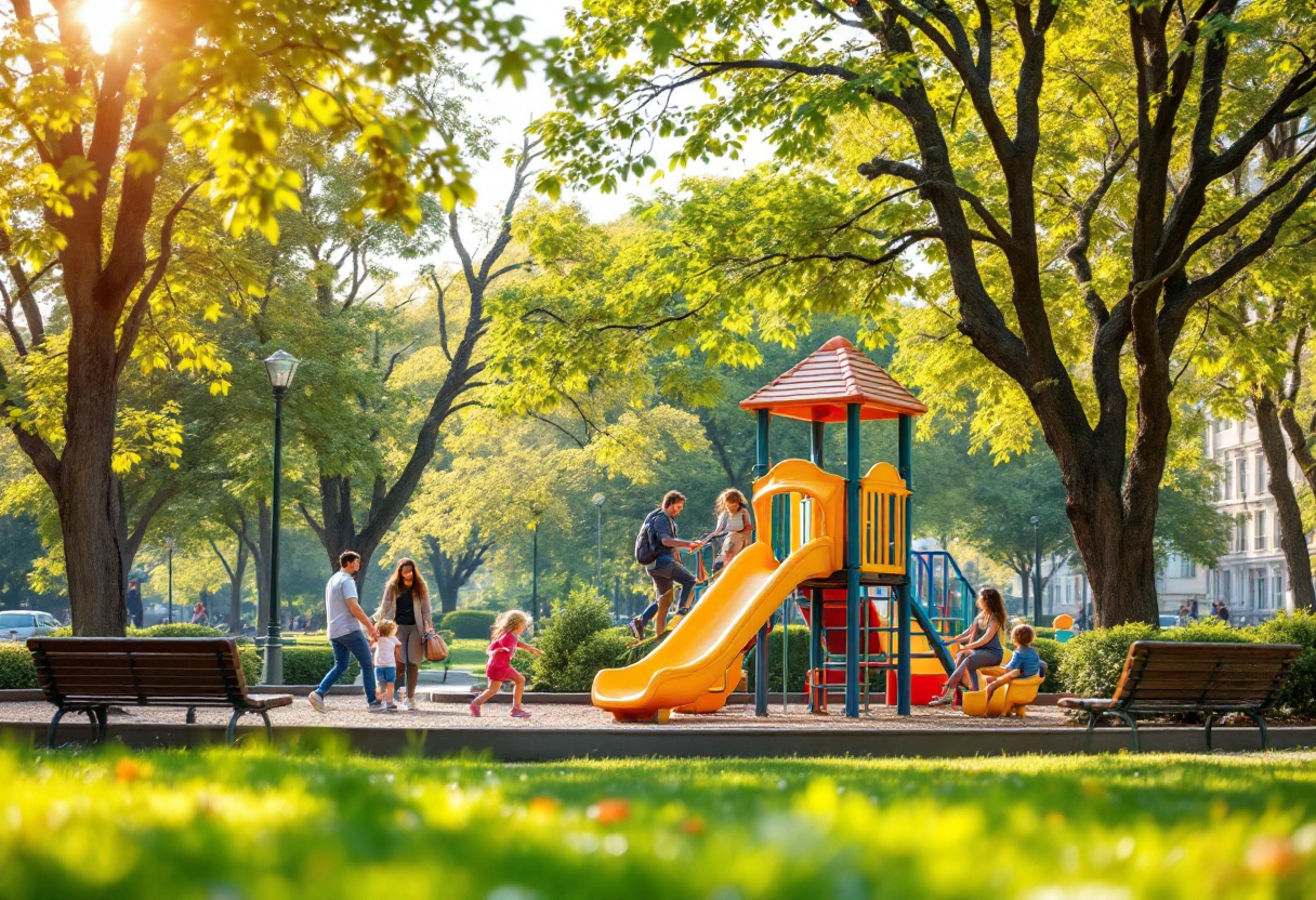 Bambini che giocano in un parco di Roma