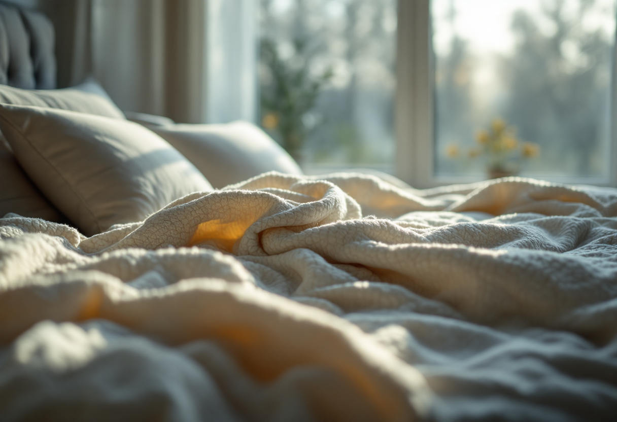 Bambino che dorme serenamente in una stanza ventilata