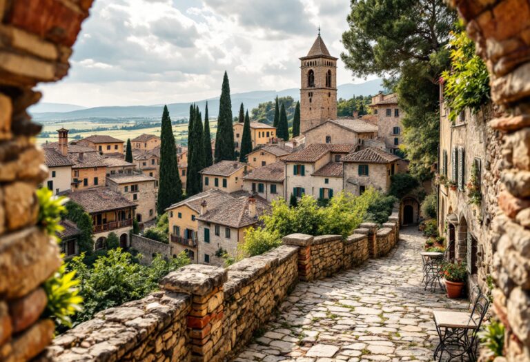 Vista panoramica di un borgo toscano storico