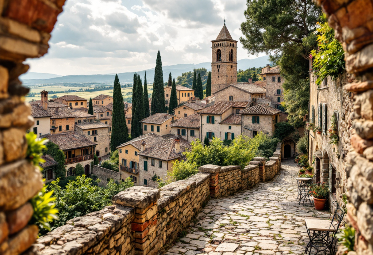 Vista panoramica di un borgo toscano storico