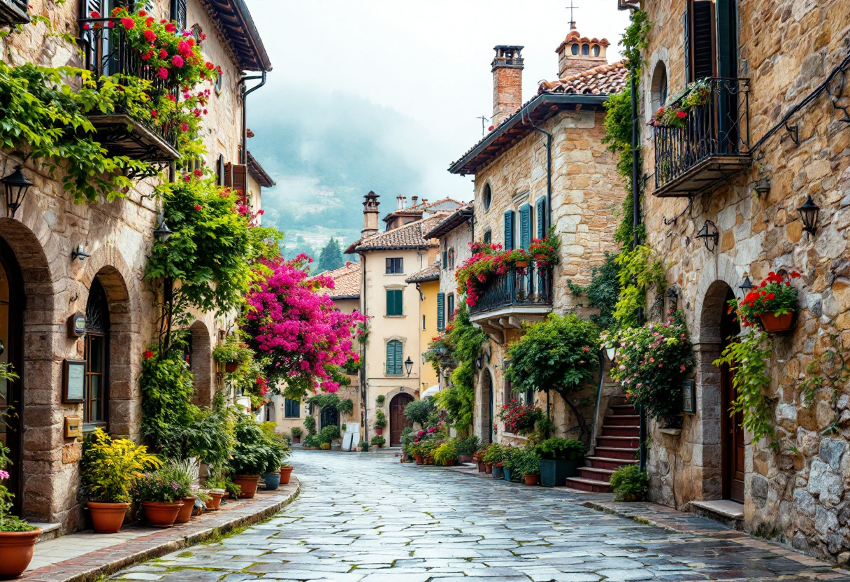 Panorama di un borgo romantico in Italia