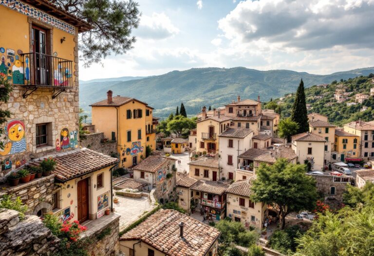 Vista panoramica di Bussana Vecchia, borgo artistico ligure