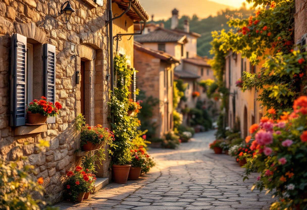 Vista panoramica di un borgo italiano autentico