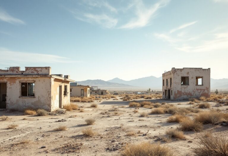 Immagine di una città fantasma abbandonata e desolata