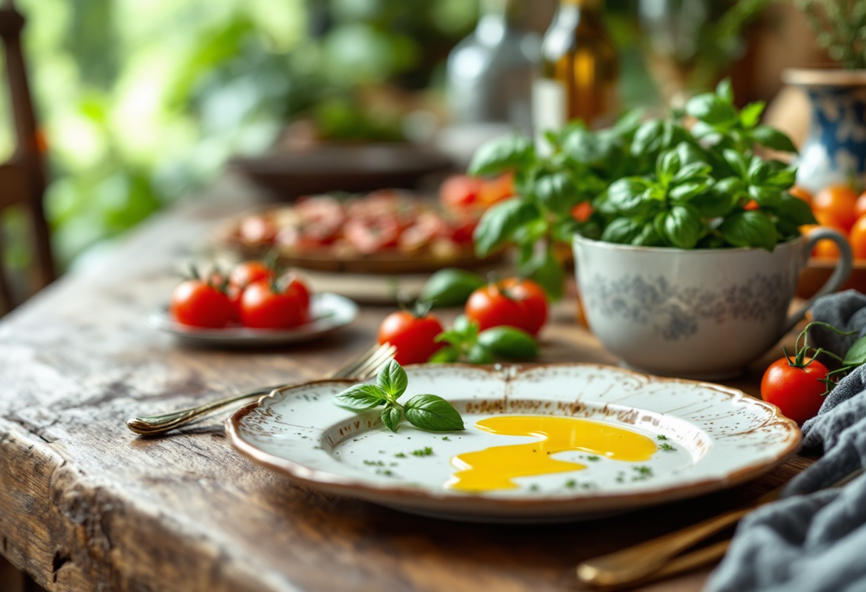 Piatto di cucina italiana con ingredienti freschi e sostenibili