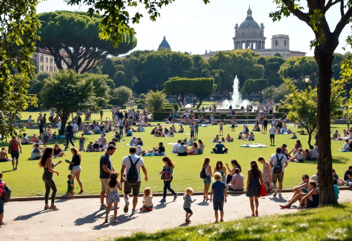 Bambini che si divertono in un parco di Roma