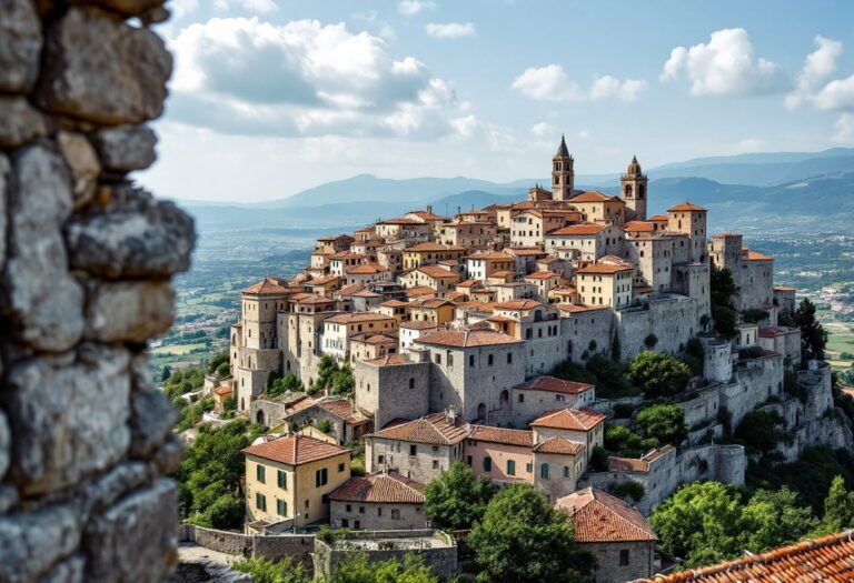 Panorama di Erice con vista sul mare e antiche mura