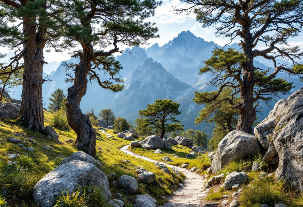 Panorama delle montagne slovene con sentieri escursionistici