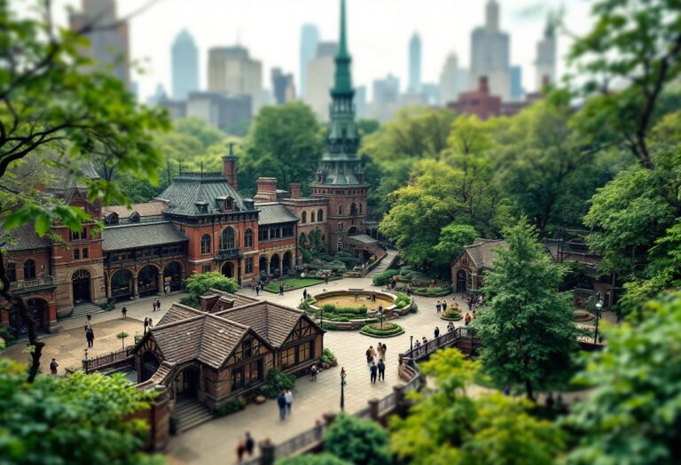 Panorama del Bronx Zoo con vista su Governors Island