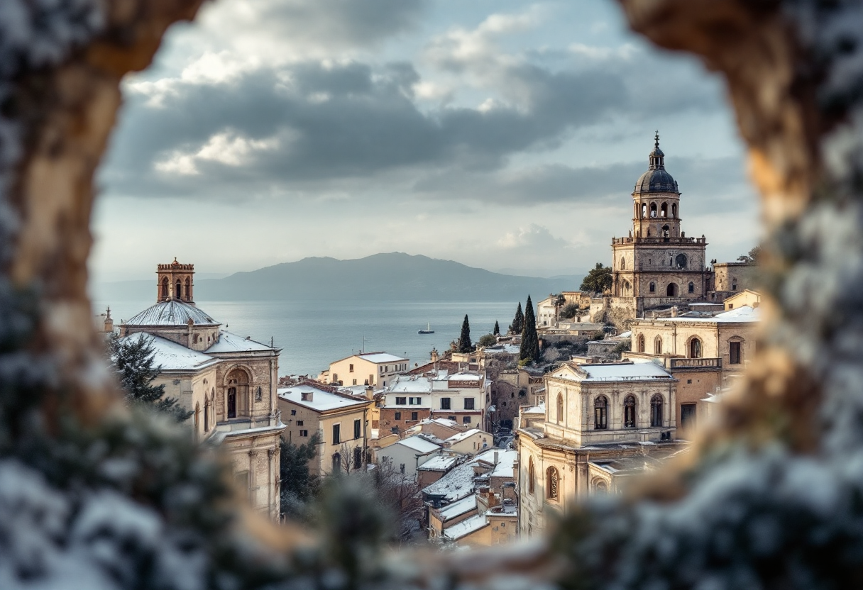 Panorama invernale di Gaeta e Sperlonga con mare e montagne