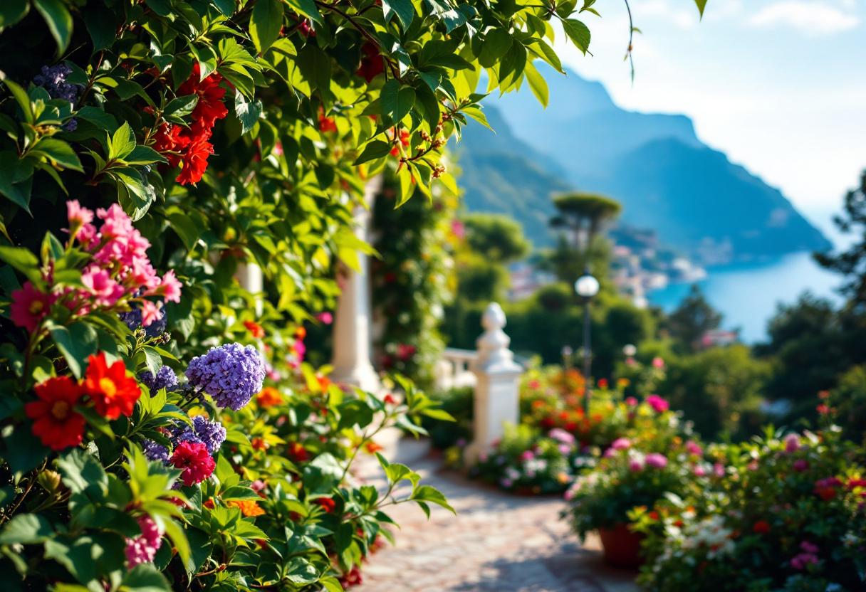 Vista panoramica dei giardini del Belvedere a Ravello