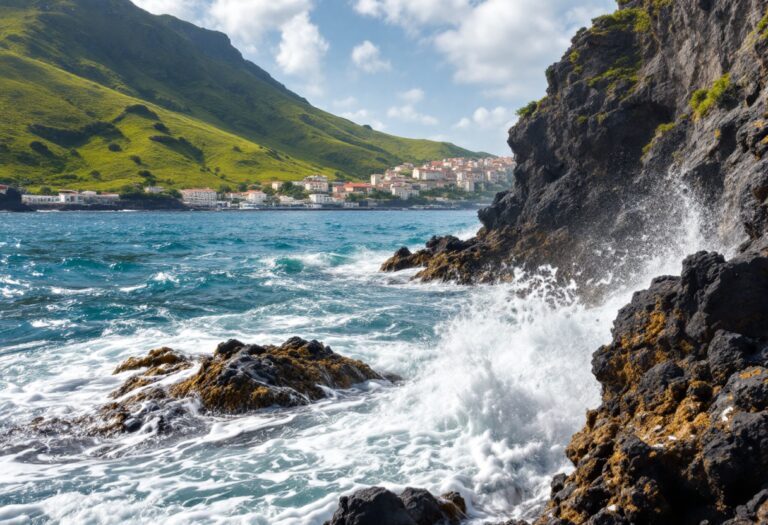 Vista panoramica di Ischia con natura lussureggiante