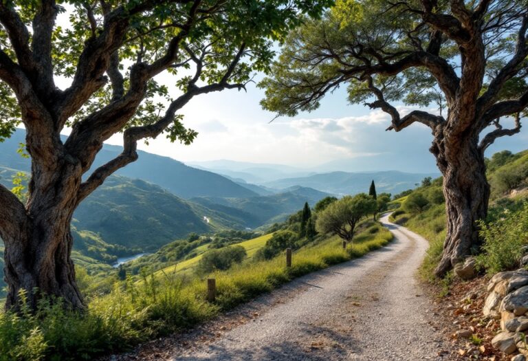 Panorama di una strada italiana immersa nella natura