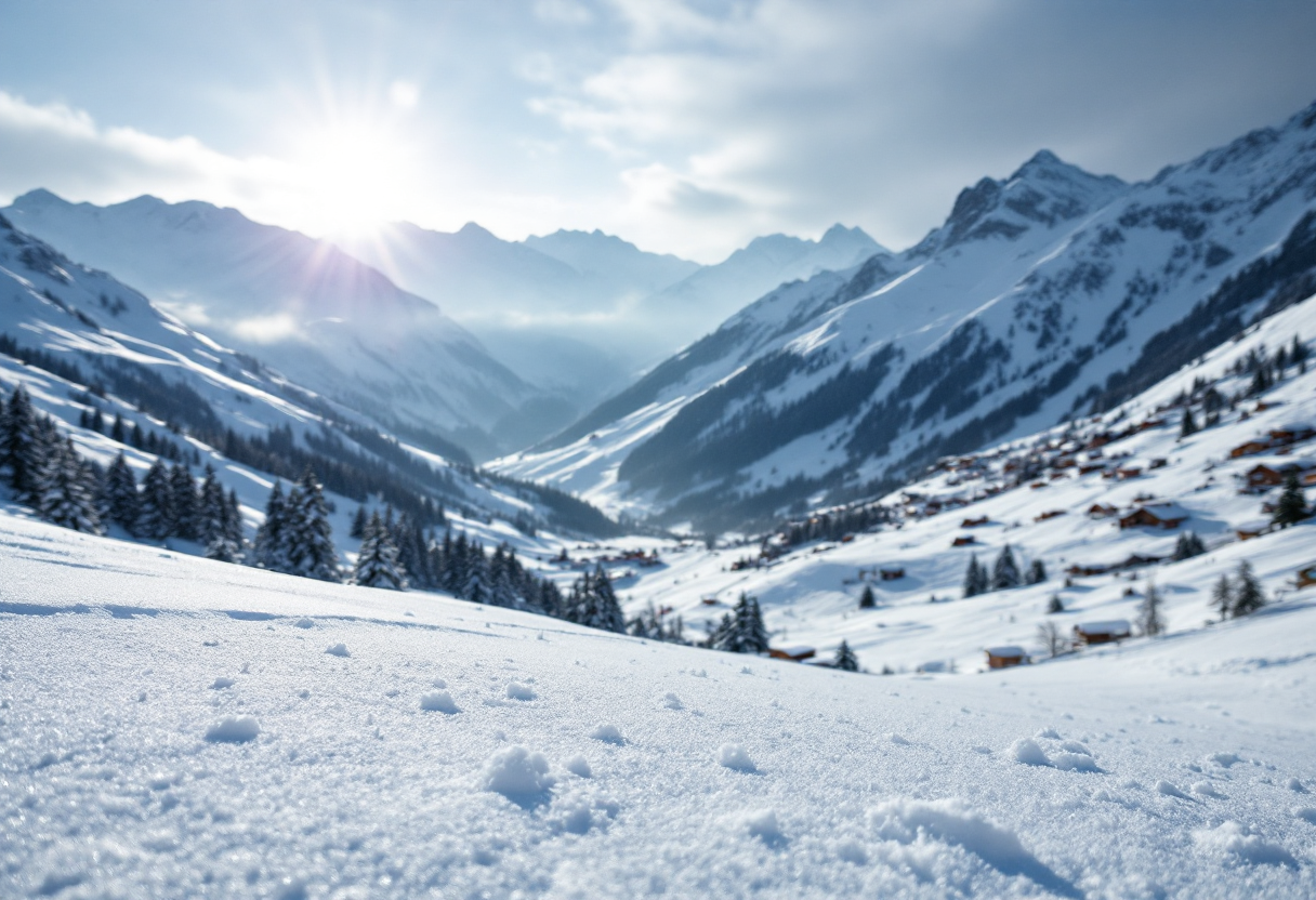 Panorama invernale di Livigno con neve e montagne