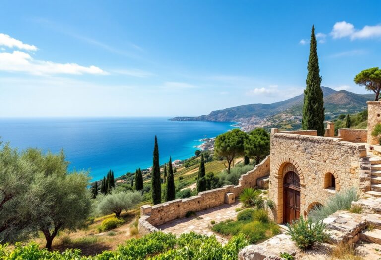 Panorama romantico della Sicilia in autunno