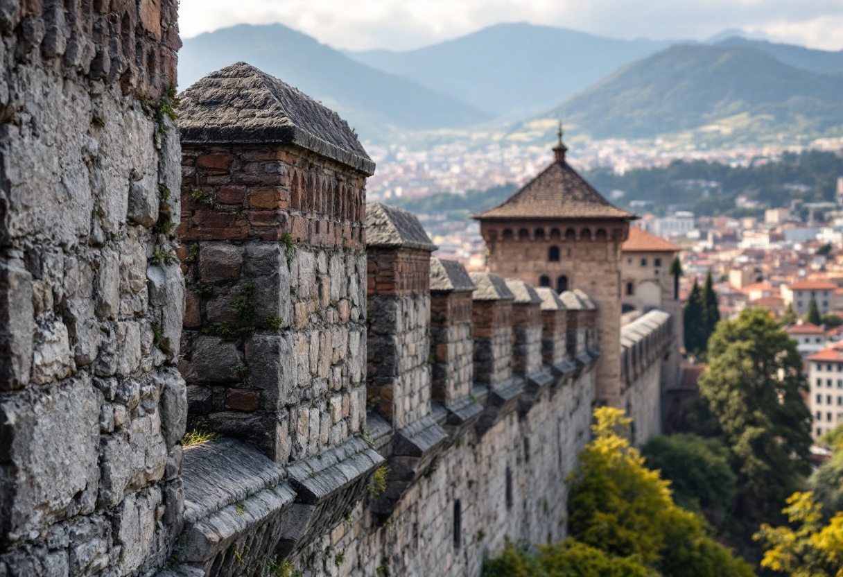 Vista panoramica delle storiche mura di Bergamo