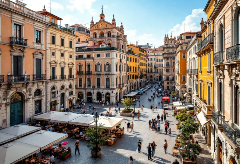 Vista panoramica di Napoli con architettura storica