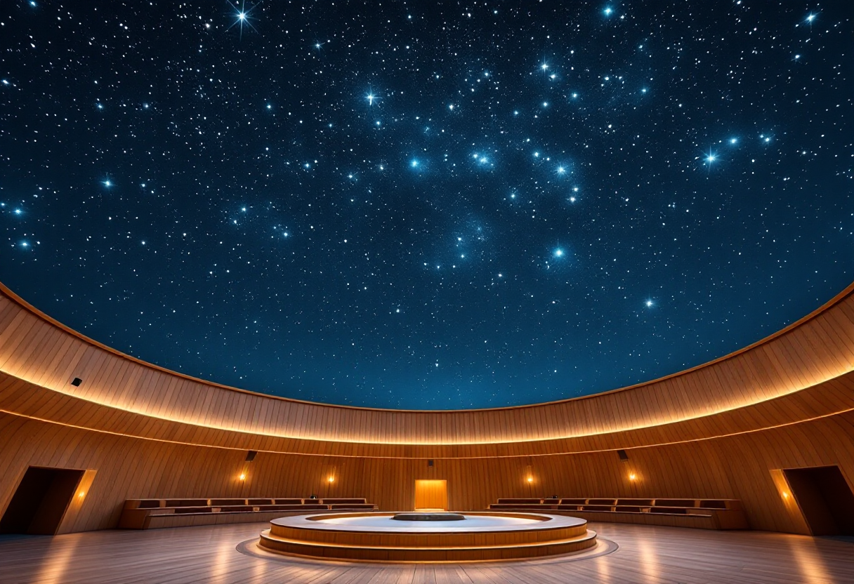 Immagine di un planetario europeo con stelle e pianeti