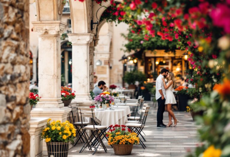 Coppia innamorata in un paesaggio romantico della Campania