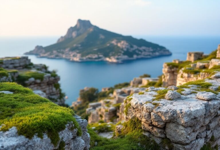 Panorama dell'isola di Giannutri con vegetazione e mare