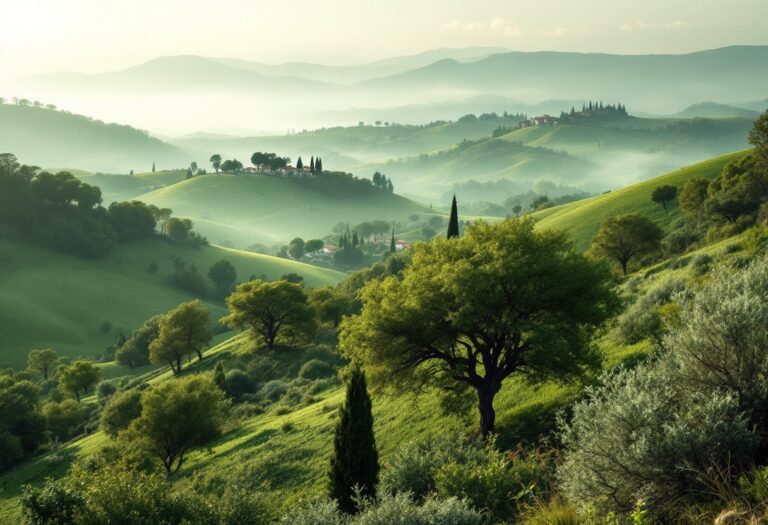 Panorama di Calciano con natura e arte locale