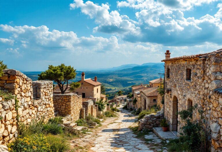 Panorama della Calabria con elementi storici e naturali